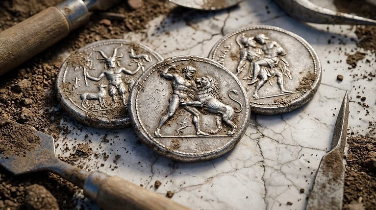 10 mythologische Szenen auf antiken Münzen